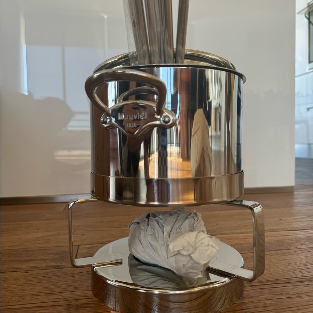 Brand new Mauviel Stainless Steel Fondue Set